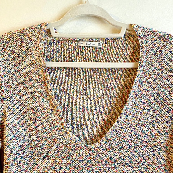 ZARA Rainbow Colored Oversized Boho Sweater Y2K Comfy Size S - Picture 3 of 10